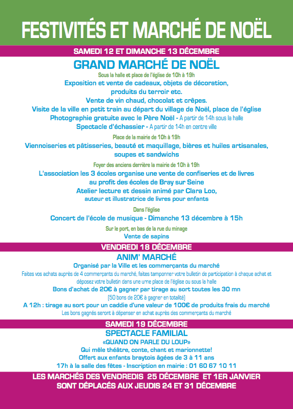 Festivités et marché de Noël – Ville de Bray-sur-Seine